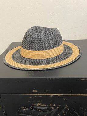 New Twig & Arrow Fedora Sun Hat Black Tan One Size
